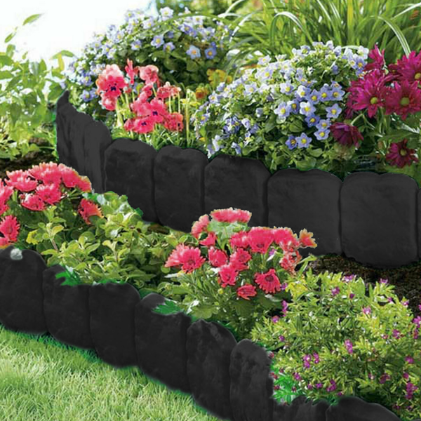 Plastic Lawn Edging Set - Interlocking Garden Border for Flower Beds & Walkways, 20 Pieces, 16ft