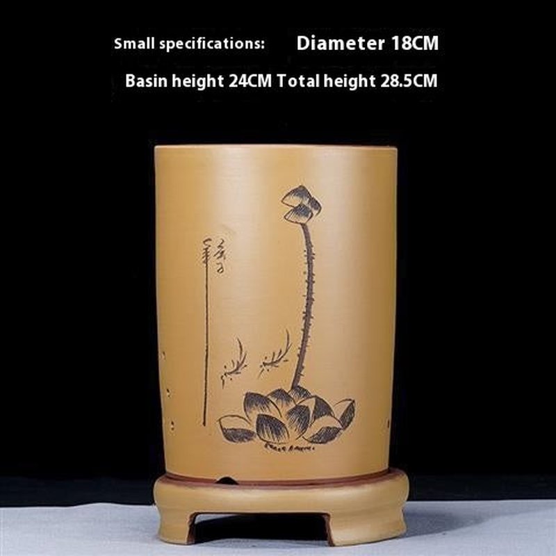 Large Ceramic Flowerpot with Purple Sand Finish - Modern Garden Decor
