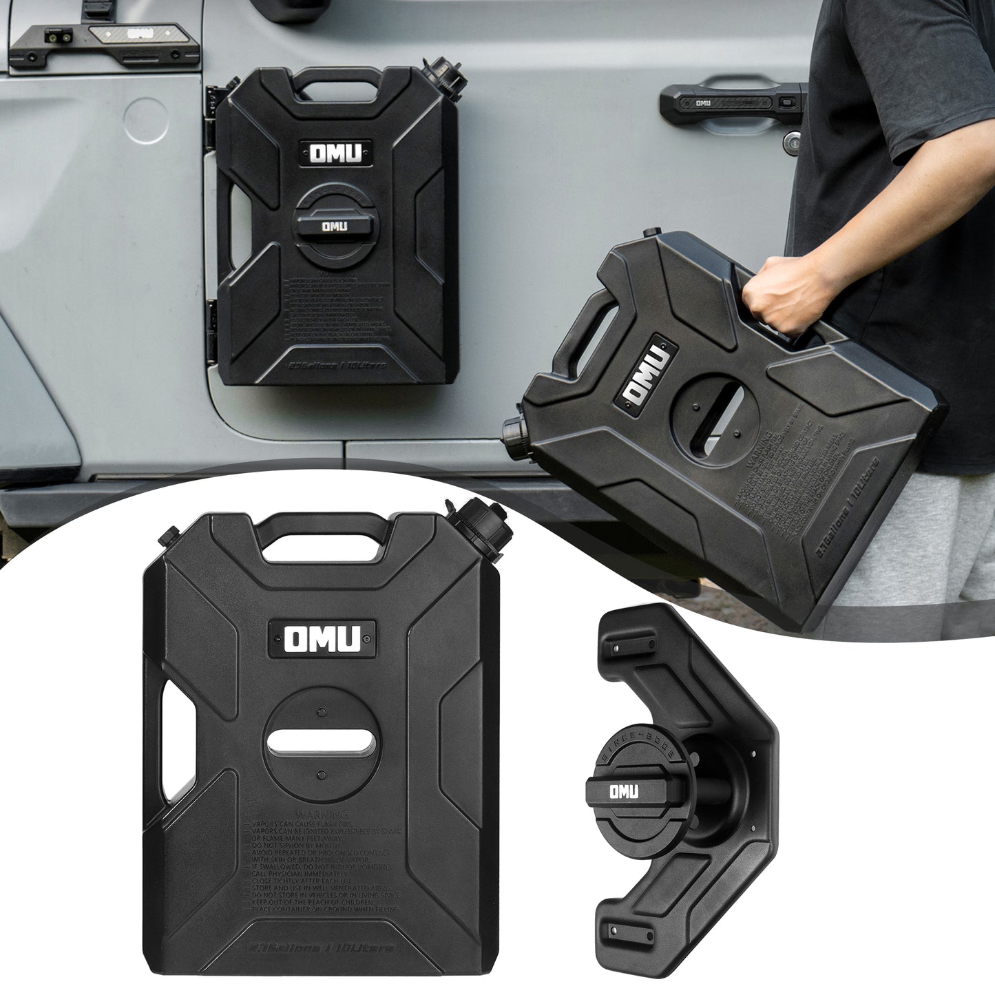 2.64 Gallon Gasoline Container and Mount Set for Jeep Wrangler