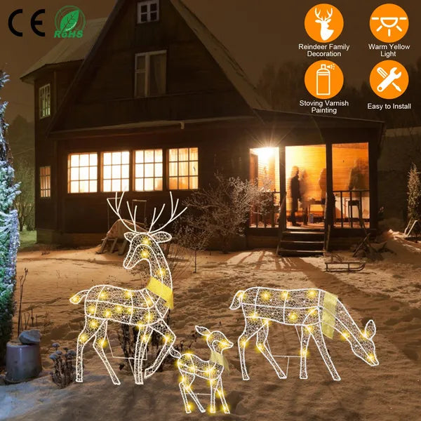 Lighted Christmas Reindeer Family Decoration Set - 3 Pieces