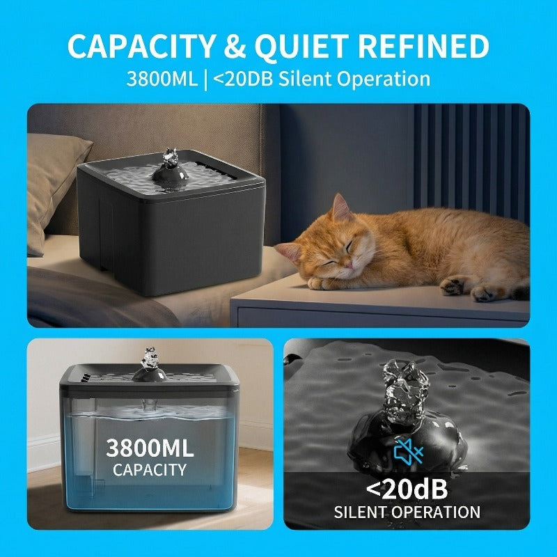 Large Capacity Silent Pet Drinking Fountain 3800ML USB Water Dispenser for Kittens & Puppies