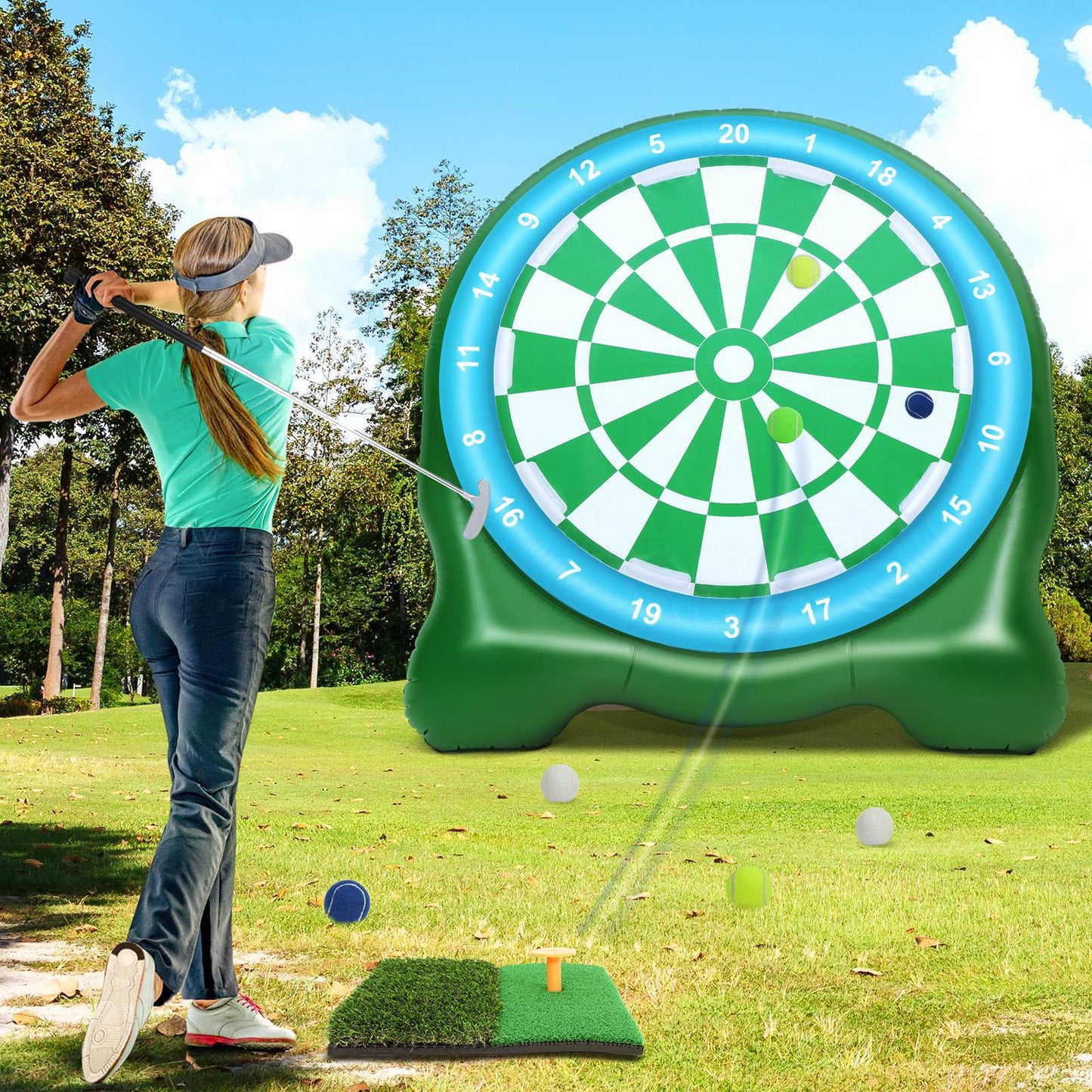 Golf Training Mat - 5x4ft Anti-Slip Hitting Turf for Indoor/Outdoor Practice