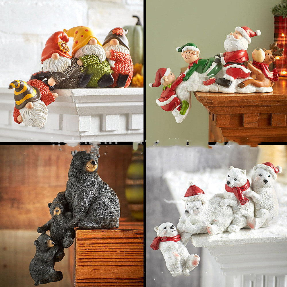 Christmas Resin Ornaments Indoor Decor Set - Festive Holiday Decorations