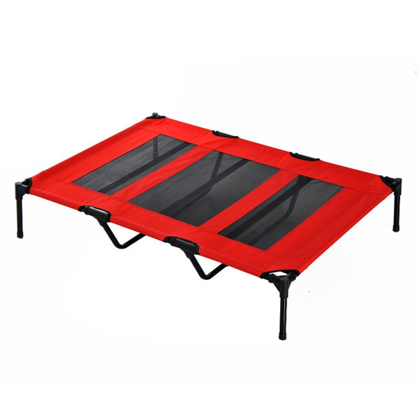 Large Elevated Pet Bed for XXL Dogs - Removable Cover & Travel Bag, Red