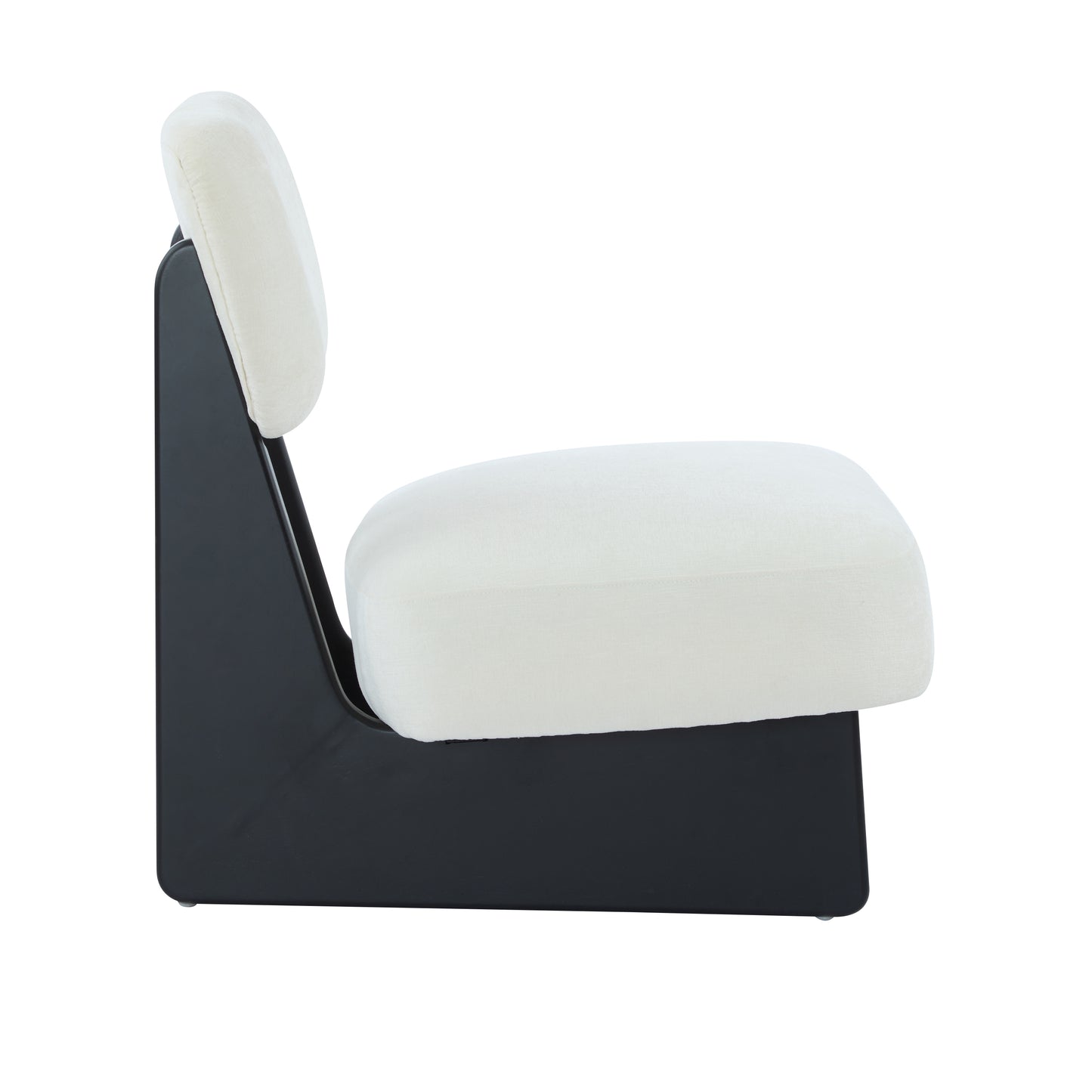 Modern Beige Lounge Chair With Polyester Upholstery, Sturdy Wood Base