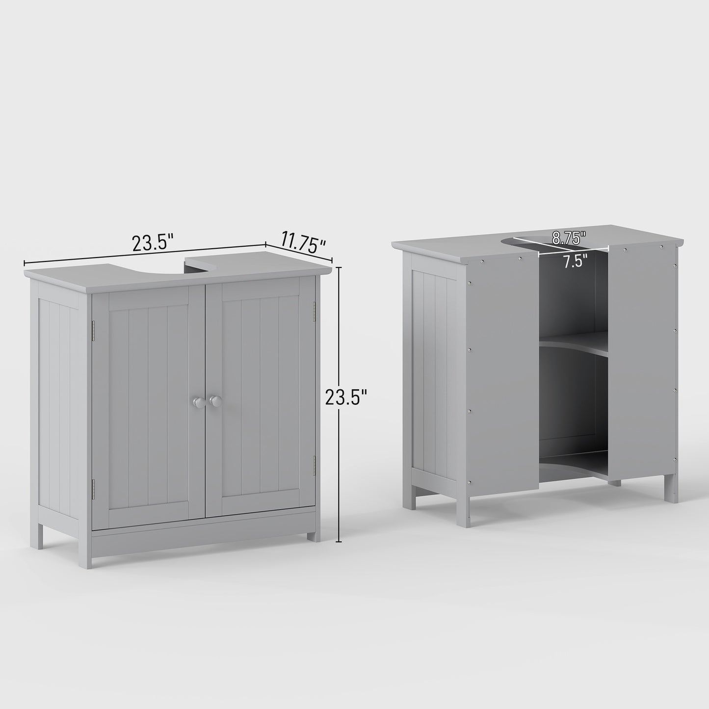 Under Sink Bathroom Vanity Cabinet - Light Gray MDF