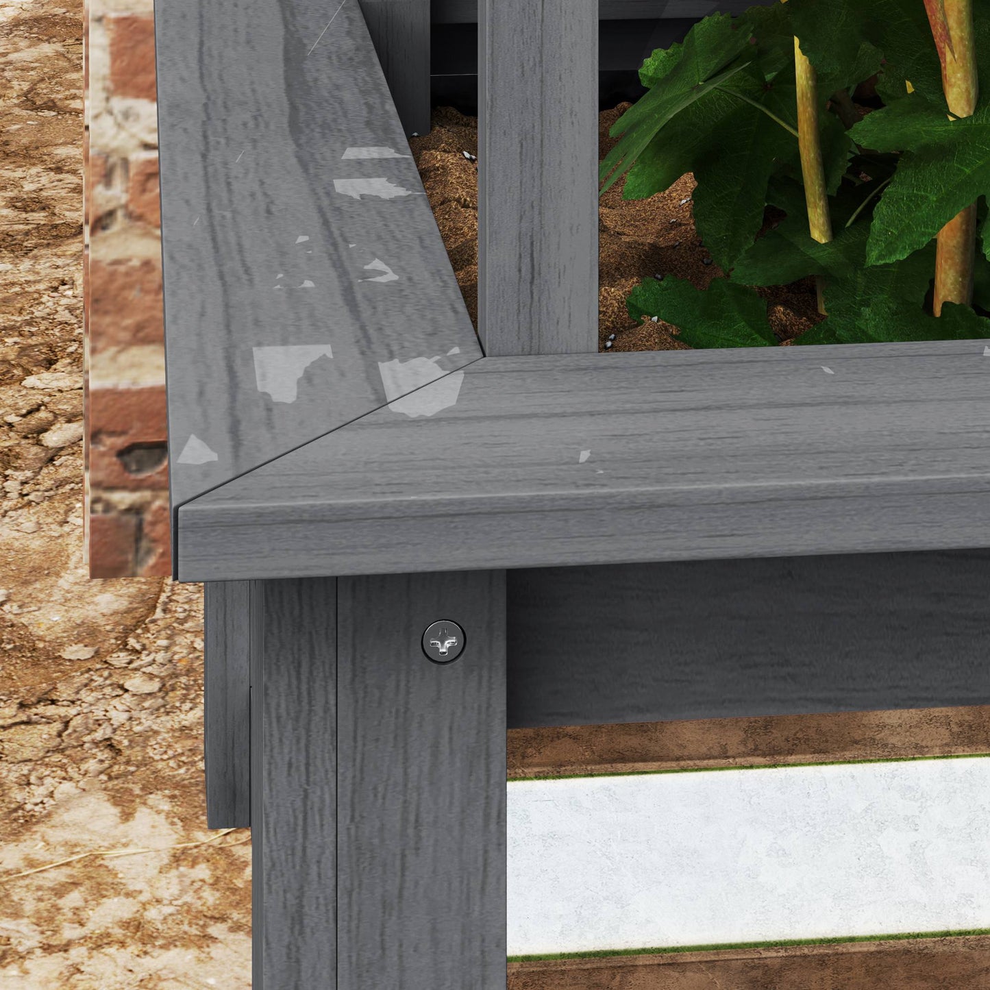 Wooden Raised Garden Bed with Trellis - Elevated Planter Box for Vegetables & Climbing Plants, Gray 550x330x135 mm