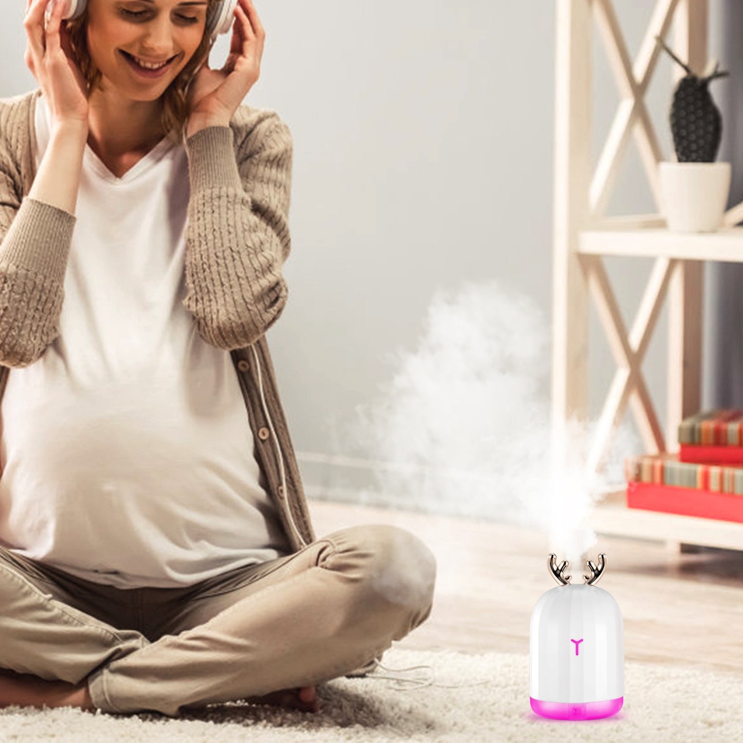 Ultrasonic Air Humidifier with 7 Color Breathing Lights, Auto Shut-Off for Home Office Yoga