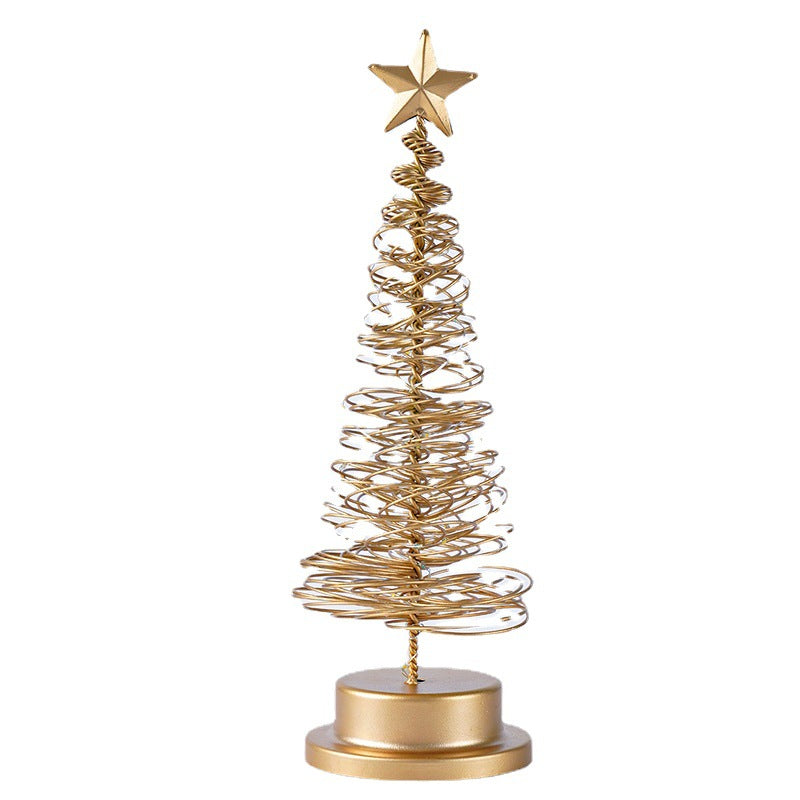 Festive Christmas Tree & Spiral Lamp for Holiday Decor - Gold & White