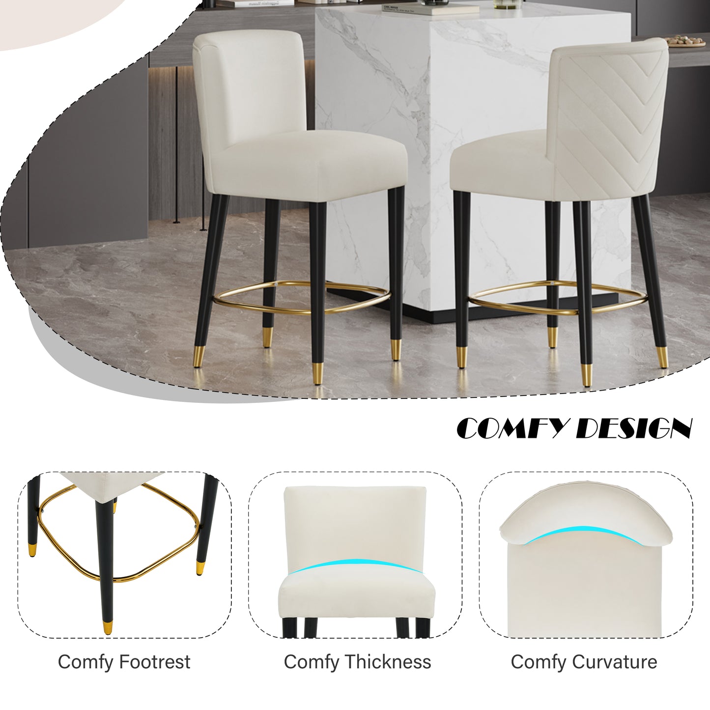 27inch-counterstool, Modern Design With A Smooth, Light - Colored
