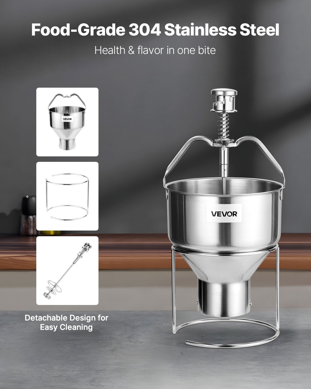 Manual Donut Depositor - 2.4L Stainless Steel Batter Dispenser