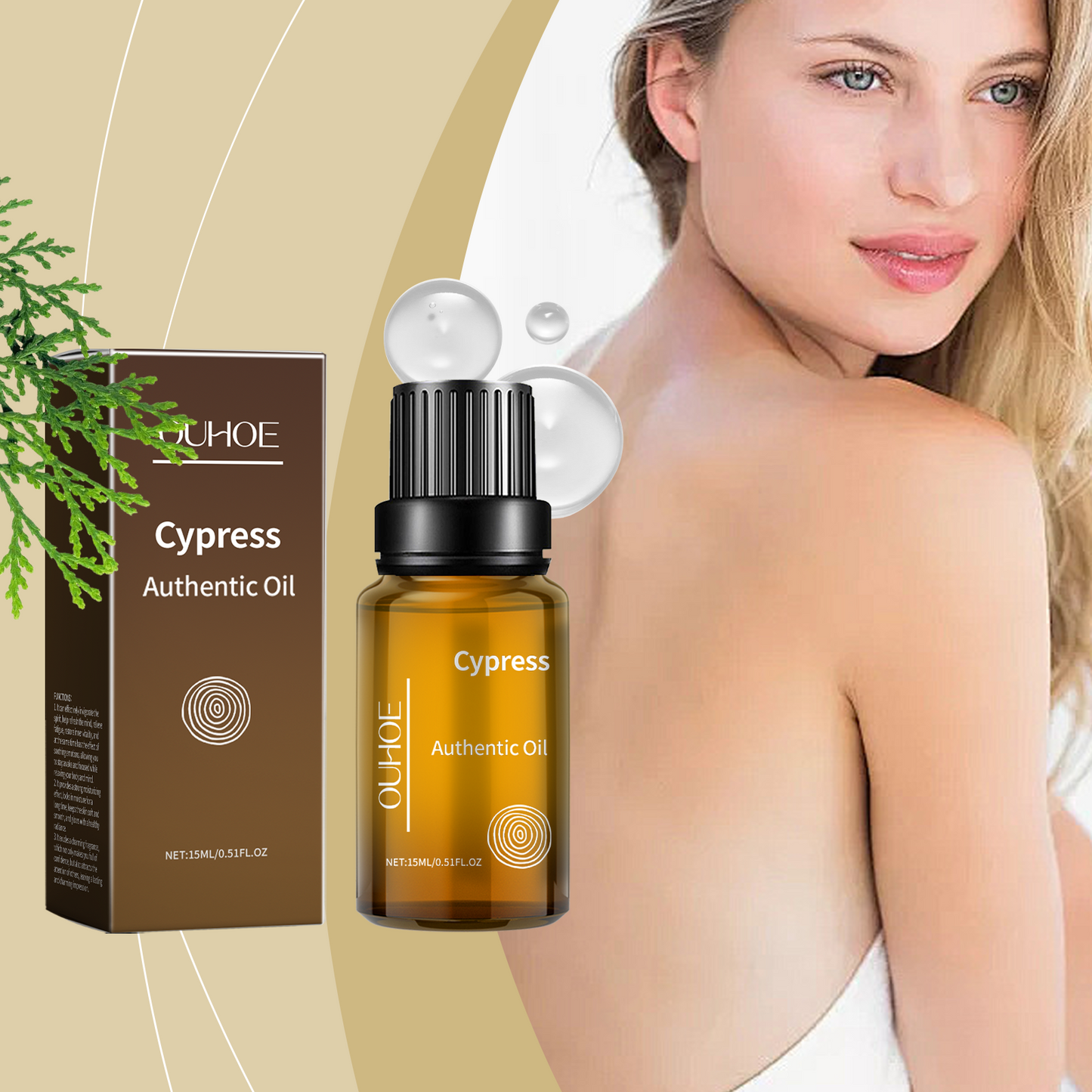 Cypress Essential Body Massage Oil - Soothing & Hydrating Skin Care, 15ml