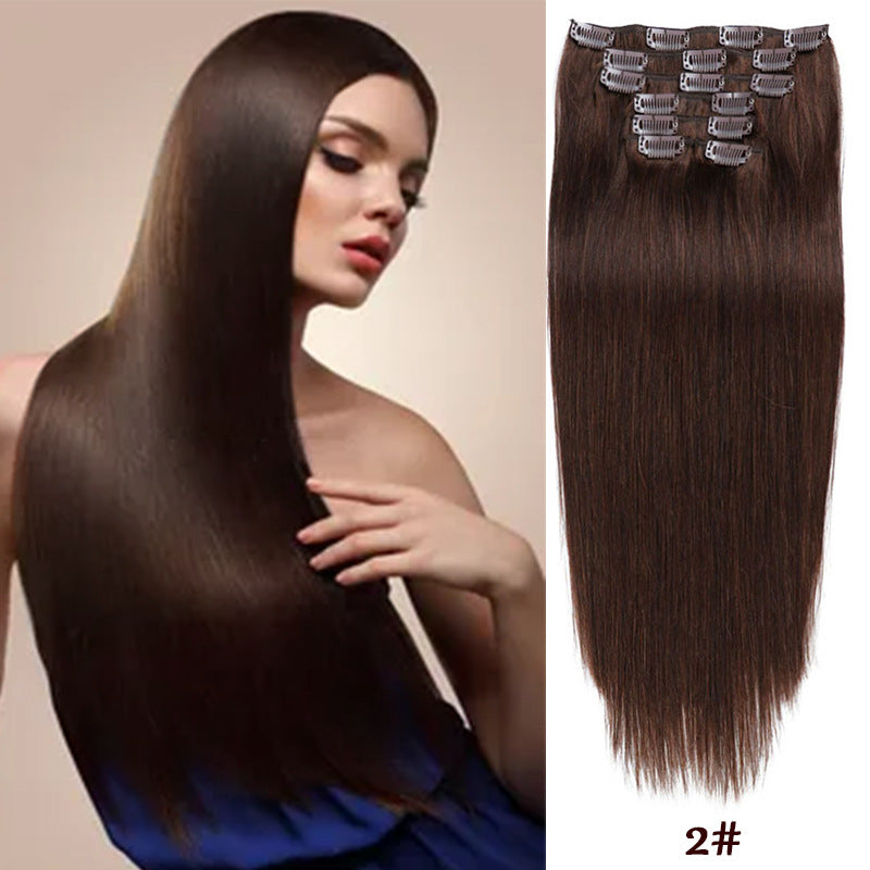 Clip-in Human Hair Extensions 14 Inches 70g Seven-Piece Set for All Hair Types