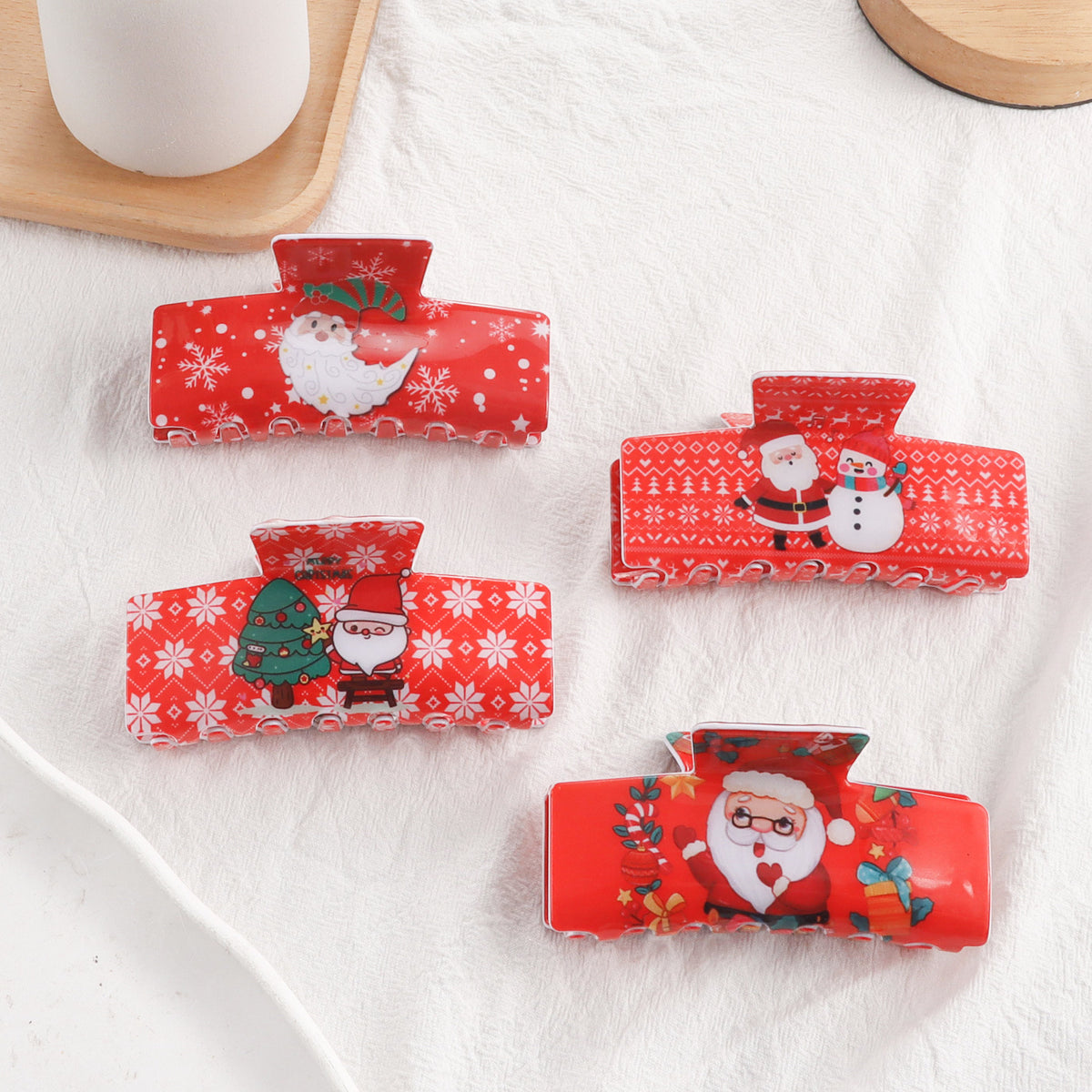 Christmas Snowflake & Santa Hairpin Clip