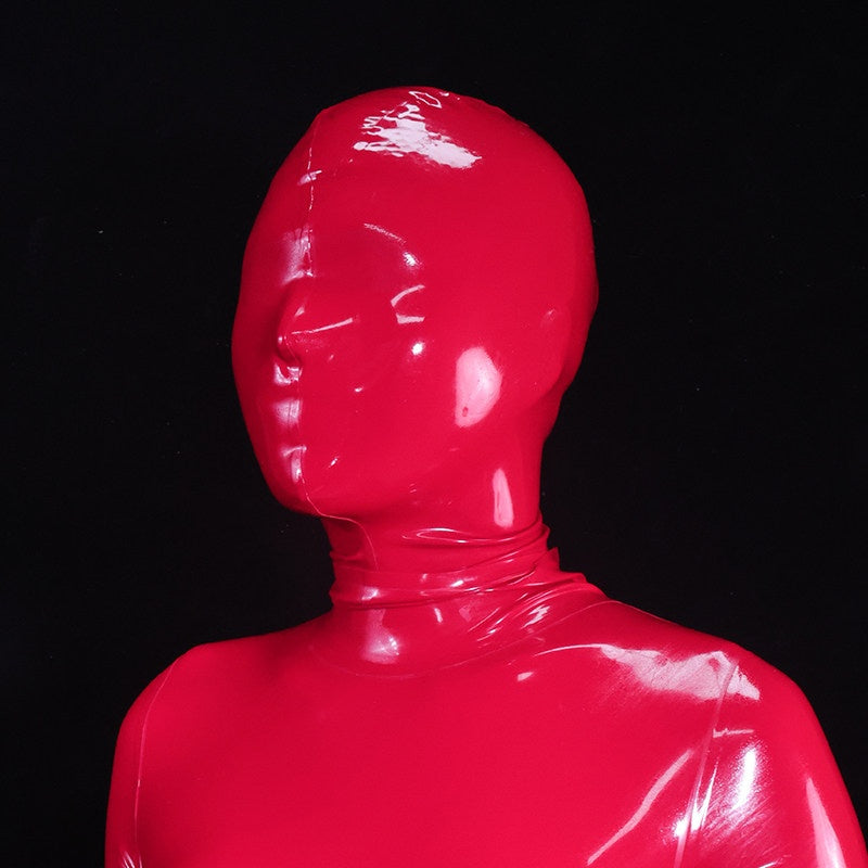 Latex Pore Hood Mask with Zipper - Red