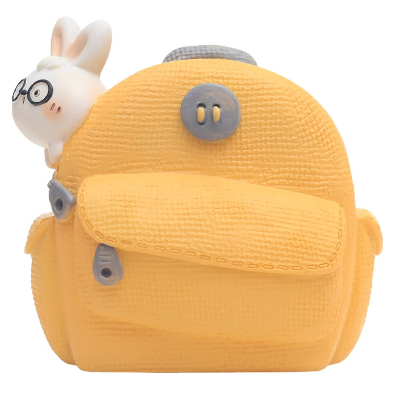 Cartoon Animal Resin Flower Pot Backpack Pen Holder for Desktop Storage