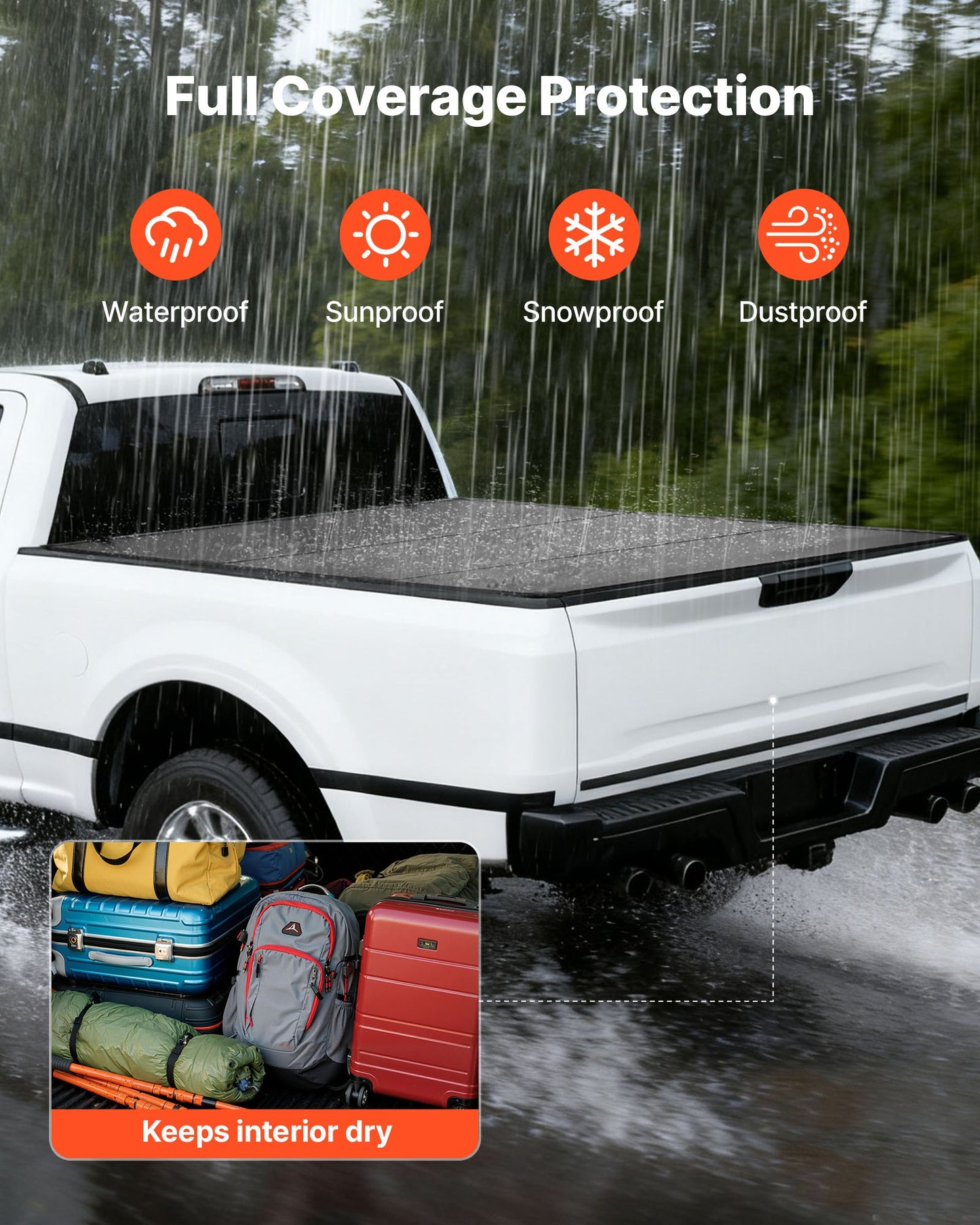 Waterproof Tri-Fold Truck Bed Tonneau Cover for Chevy Silverado & GMC Sierra 1500