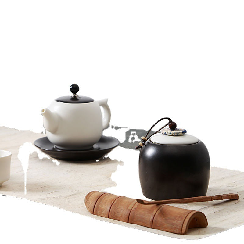 Ceramic Tea Pot Small Airtight Storage Jar - Purple Sand, 10x9cm
