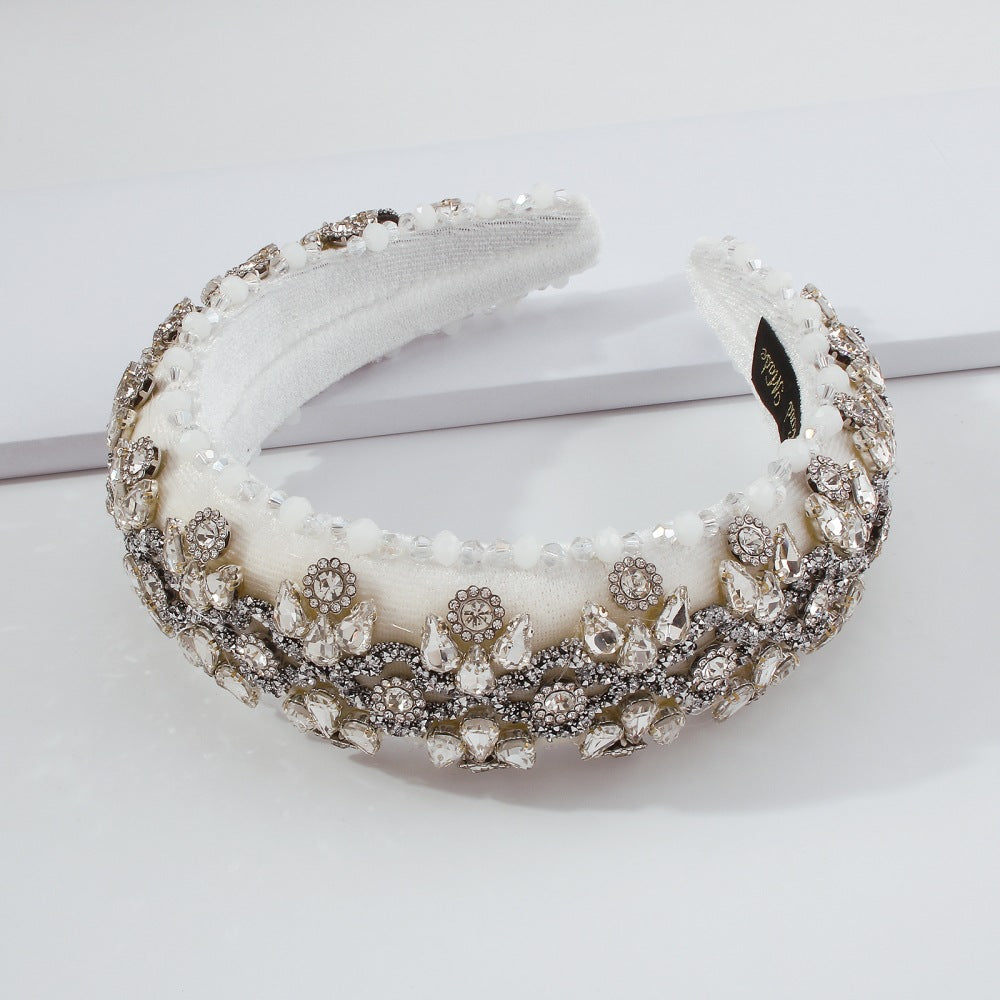 Baroque Diamond-Studded Sponge Headband