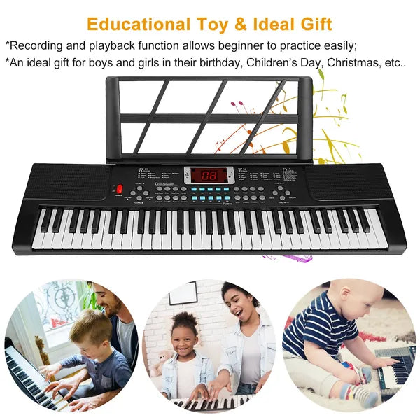 61-Key Electronic Keyboard with Adjustable Stand & Microphone
