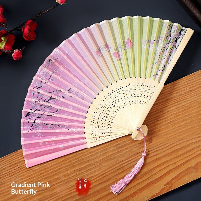 Chinese Style Portable Folding Fan - Bamboo Handheld Fan for Home & Garden
