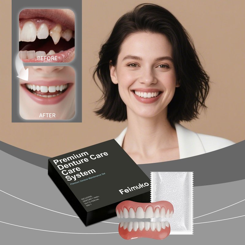 Dental Prosthesis Set - Resin Teeth Cap with Adhesive