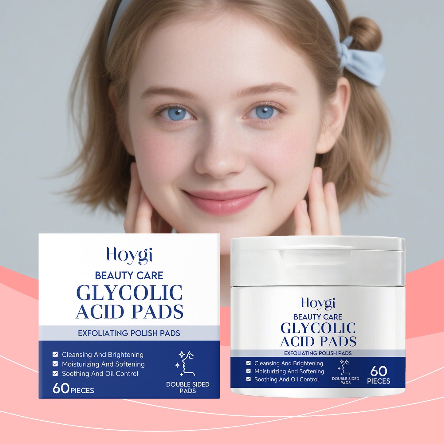 Glycolic Acid Facial Pads - Gentle Moisturizing & Skin Cleansing, 60 Pieces