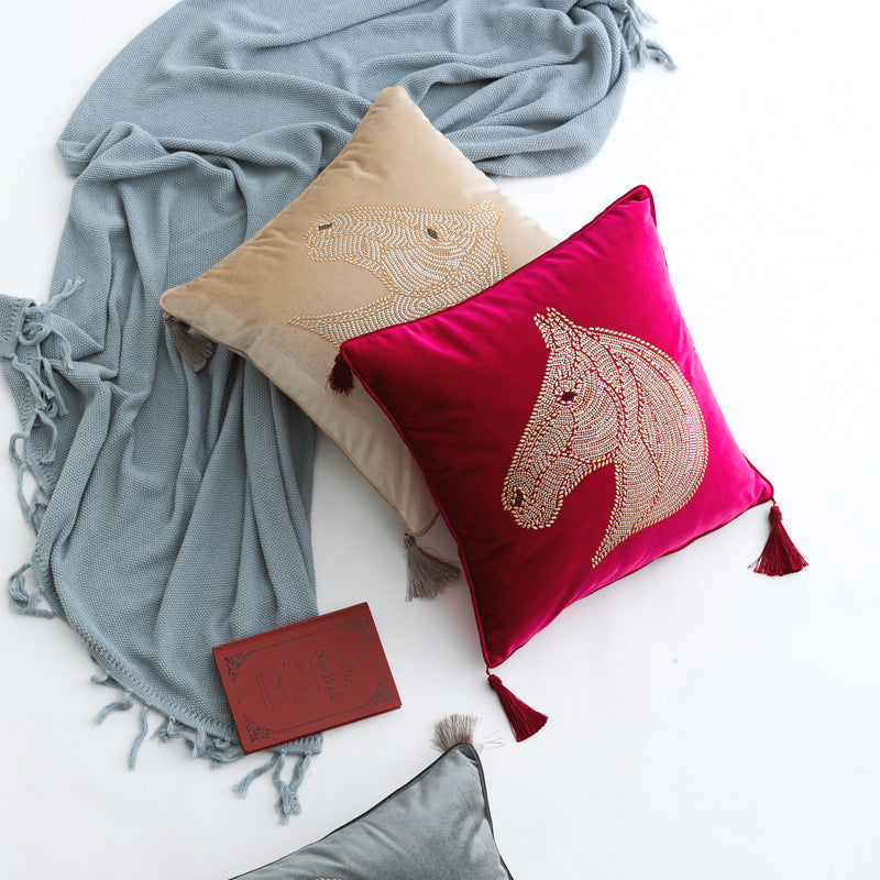 Horse Head Pillow Cover for Bedside & Home Decor - Plush Cushion Case