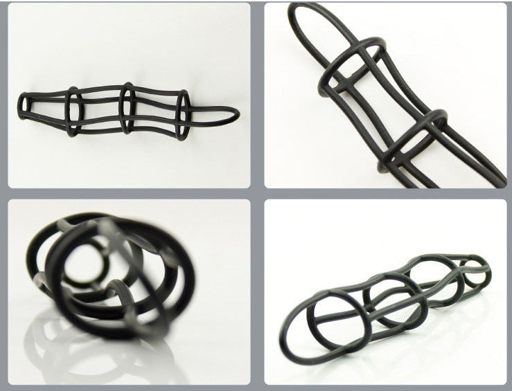 Men's Soft Rubber Ring for Delay Timing - Silicone Mesh Cover