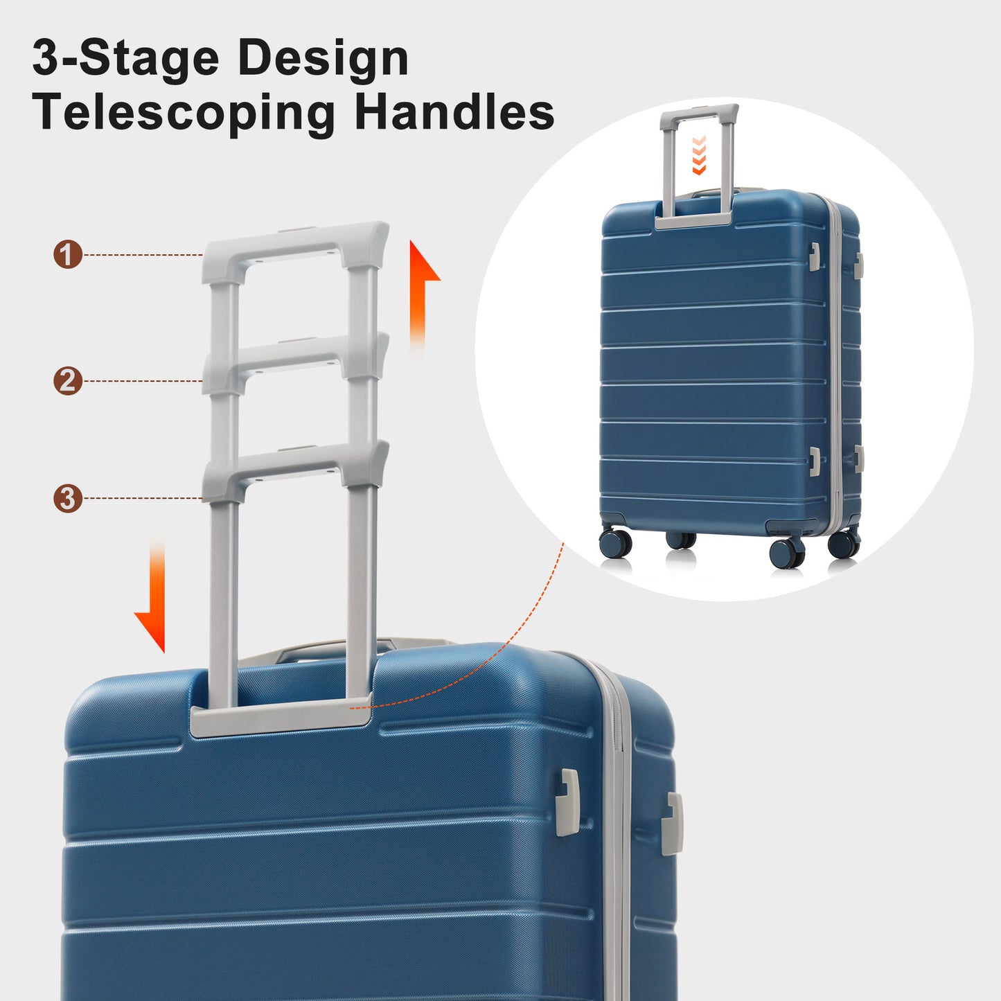 6-Piece Hardside Luggage Set with TSA Lock & Expandable Duffel - Blue