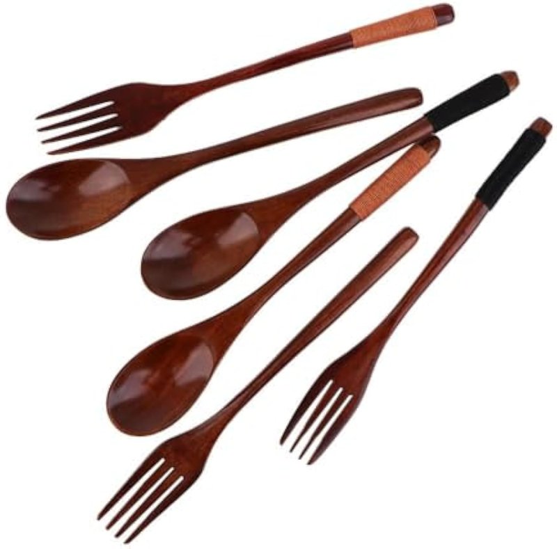 Wooden Dinnerware Set 3PCS Fork Chopsticks Spoon Portable Tableware