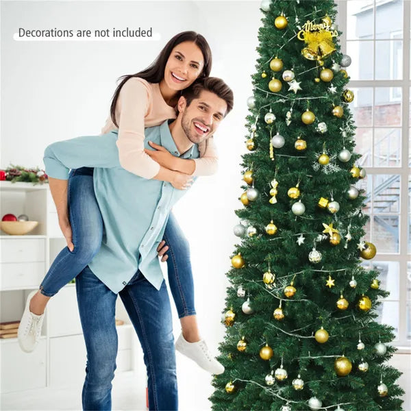 9ft Slim Pencil Christmas Tree - Space-Saving Flocked Design