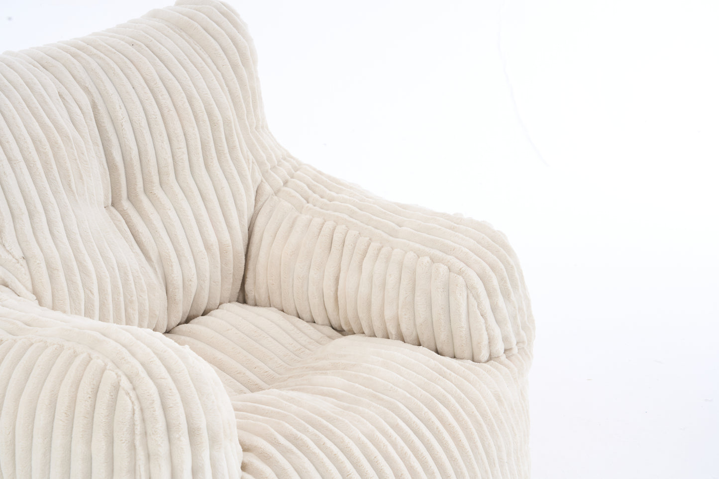 Soft Corduroy Bean Bag Chair with Memory Foam - Beige