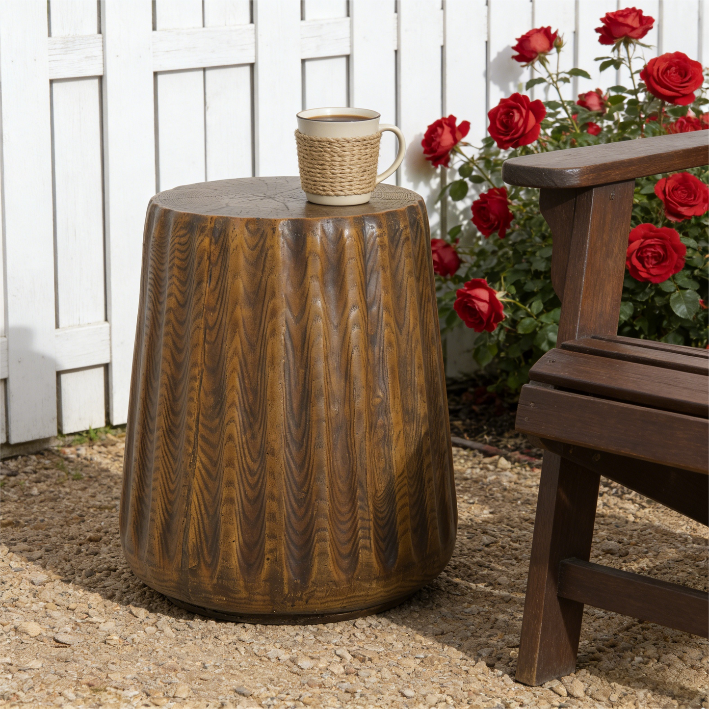 MGO Outdoor Indoor Side Table - Durable Tree Stump Style End For