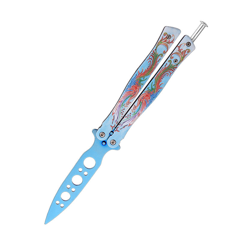 Butterfly Folding Knife Outdoor Training Flail Knife - Full Length 220mm, Stainless Steel, Multiple Colors