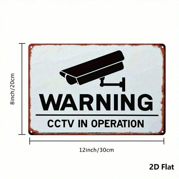 Vintage Surveillance Camera Warning Metal Sign - 8x12 Inch