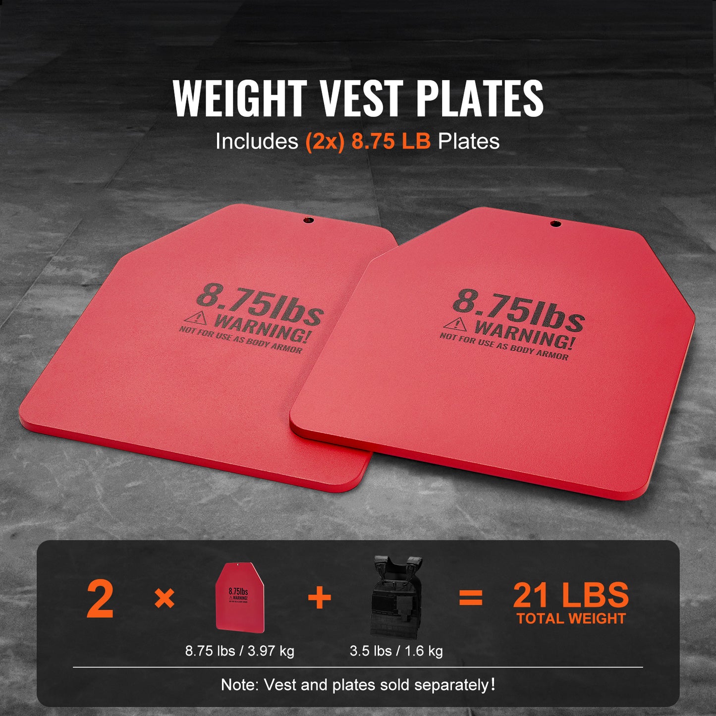 8.75 LB Steel Weight Plate Pairs for Weight Vests & Strength Training