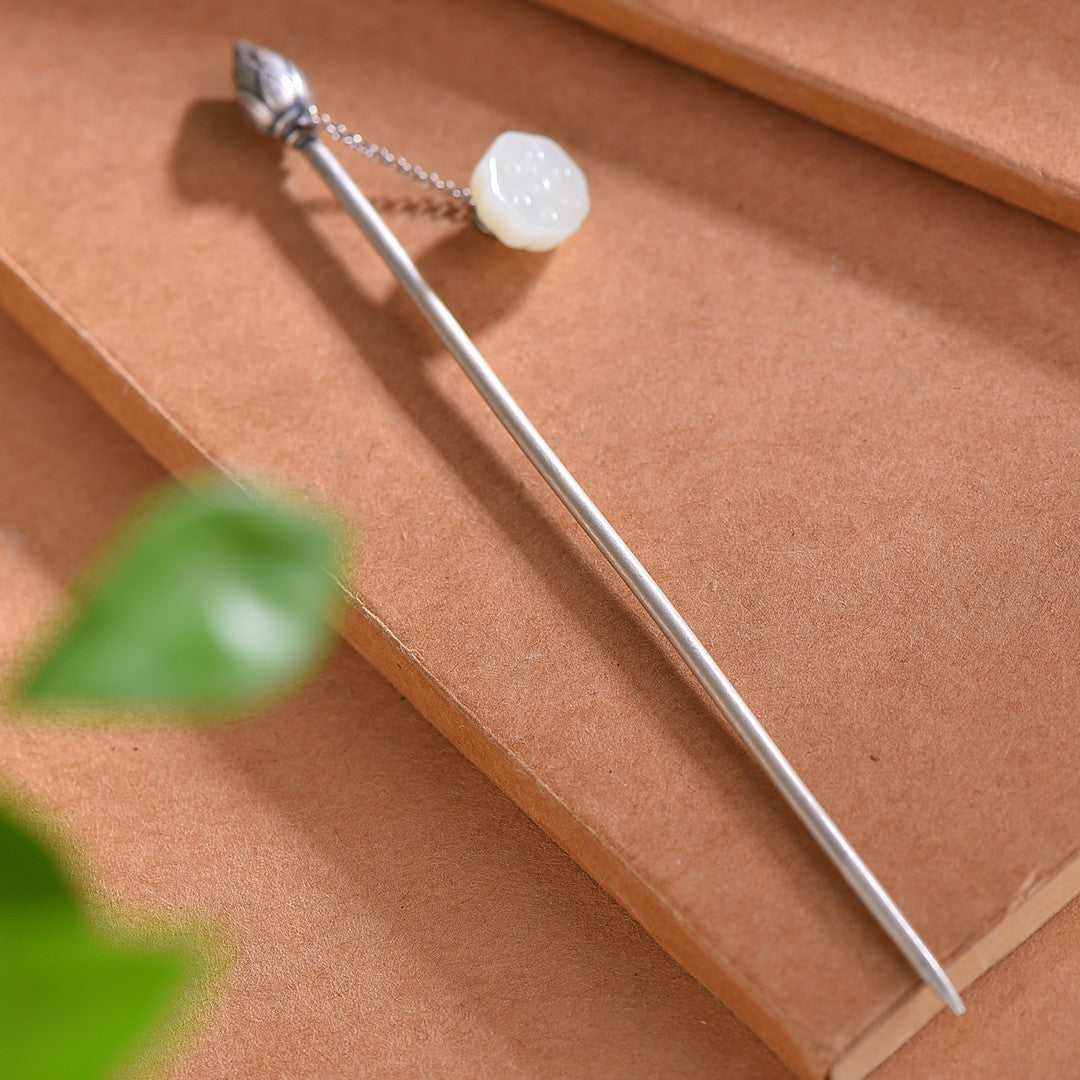 Hetian Jade S925 Silver Hairpin with Enamel – Multiple Styles