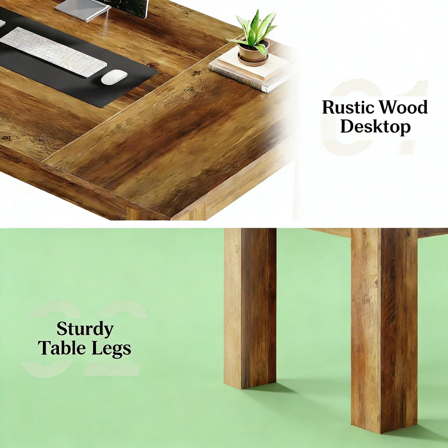 Rustic Brown Computer Desk - Minimalist Writing Table