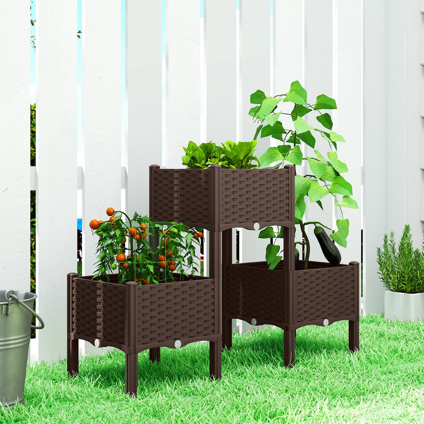 Plastic Raised Garden Bed with Legs - Modular Outdoor Planting Solution