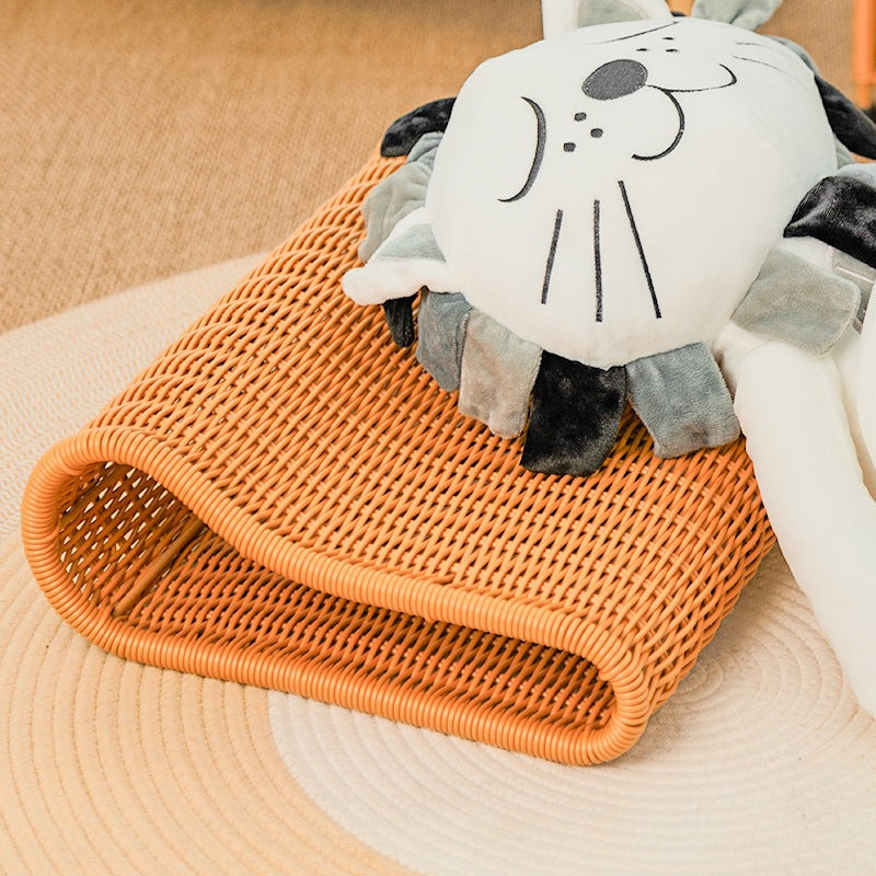 Rattan-Style Summer Cooling Cervical Pillow Support Cushion - Handwoven