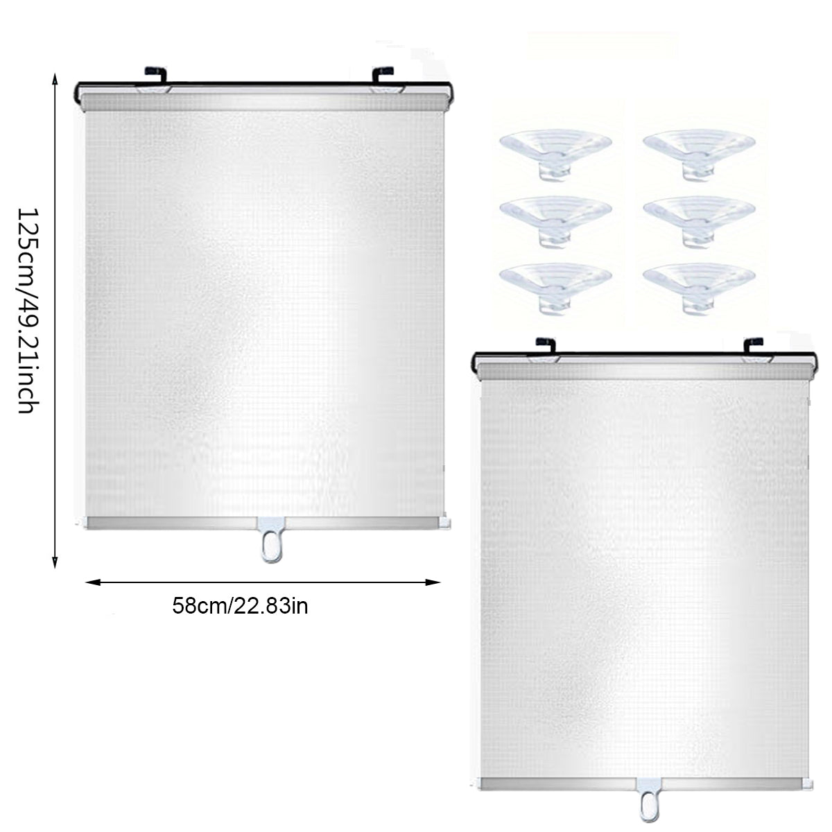Retractable Blackout Roller Blinds - 2 Pack with Suction Cups