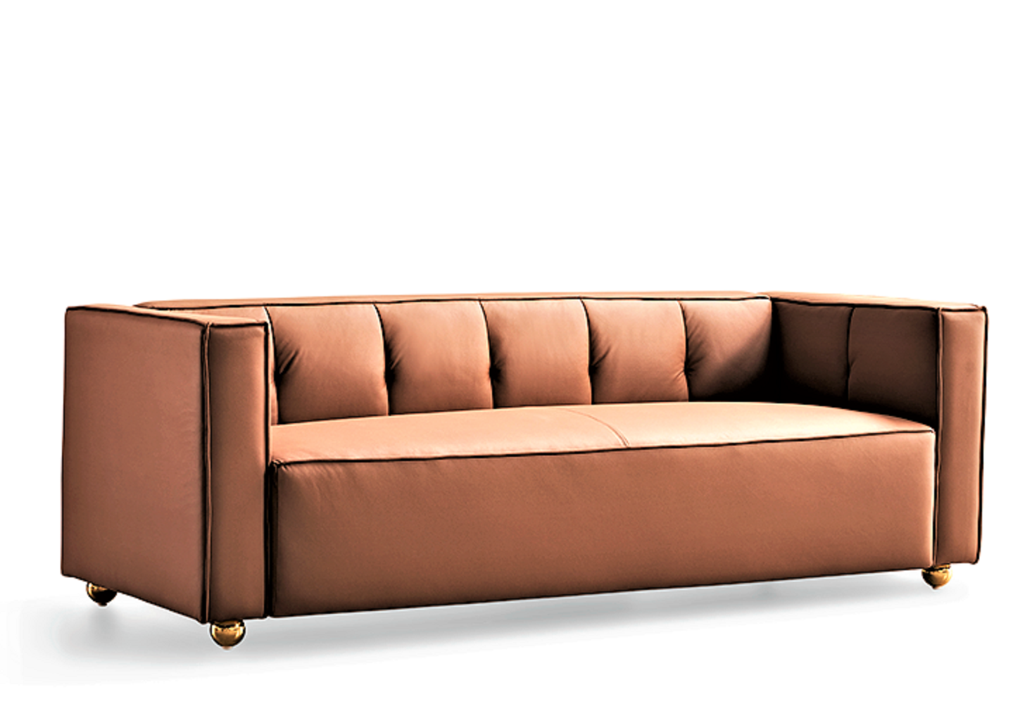 Polyester Sofa With Tufted Low Back Design, Elegant 3 Seater Couch