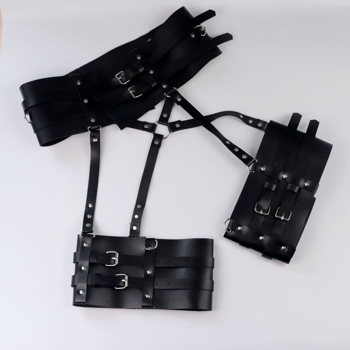 Adult Leather Bondage Belt with Adjustable Waist and Leg Circumference