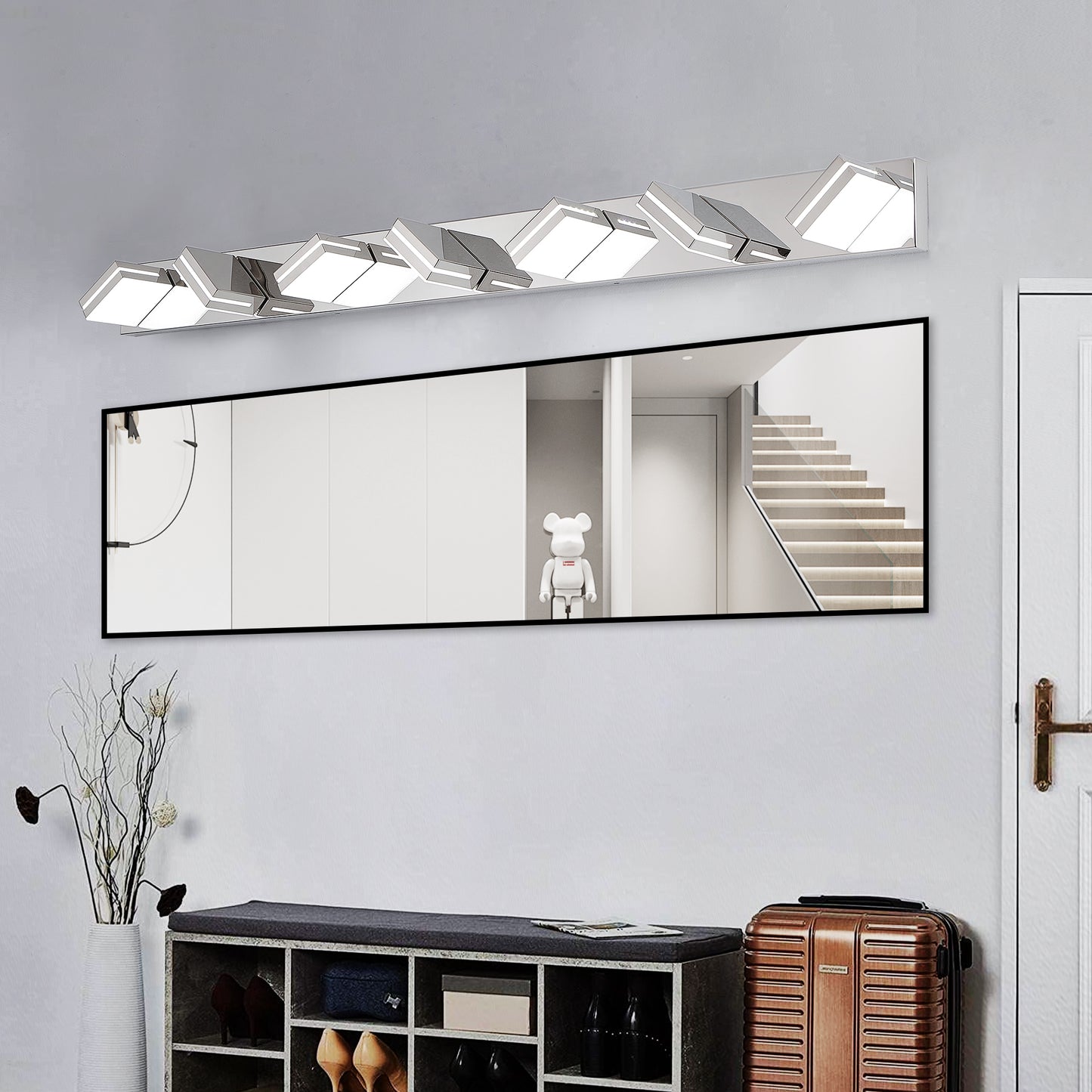 Modern Chrome LED Vanity Light - 7-Light Wall Sconce for Bathroom