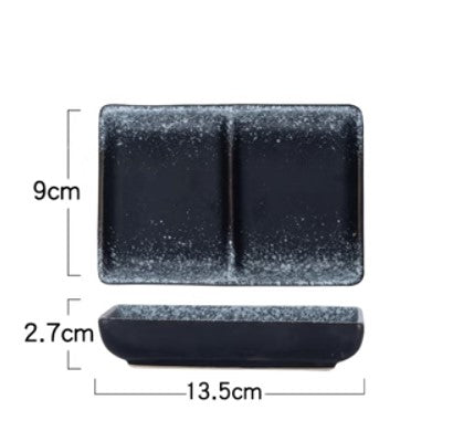 Japanese Style Pottery Seasoning Dish - Rectangular Sauce Dipping Plate 8 Inch