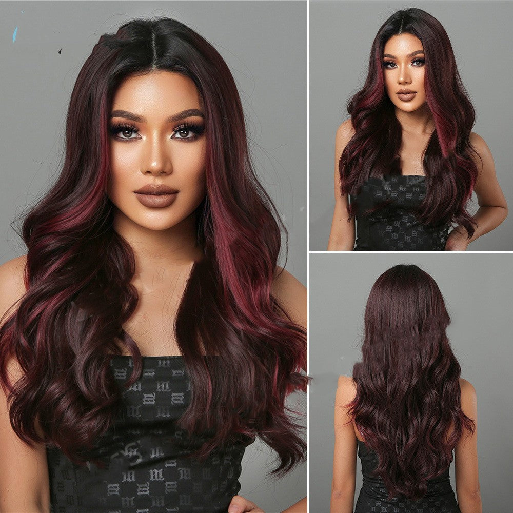 Long Curly Reddish Brown Silk Wig for Cosplay & Fashion