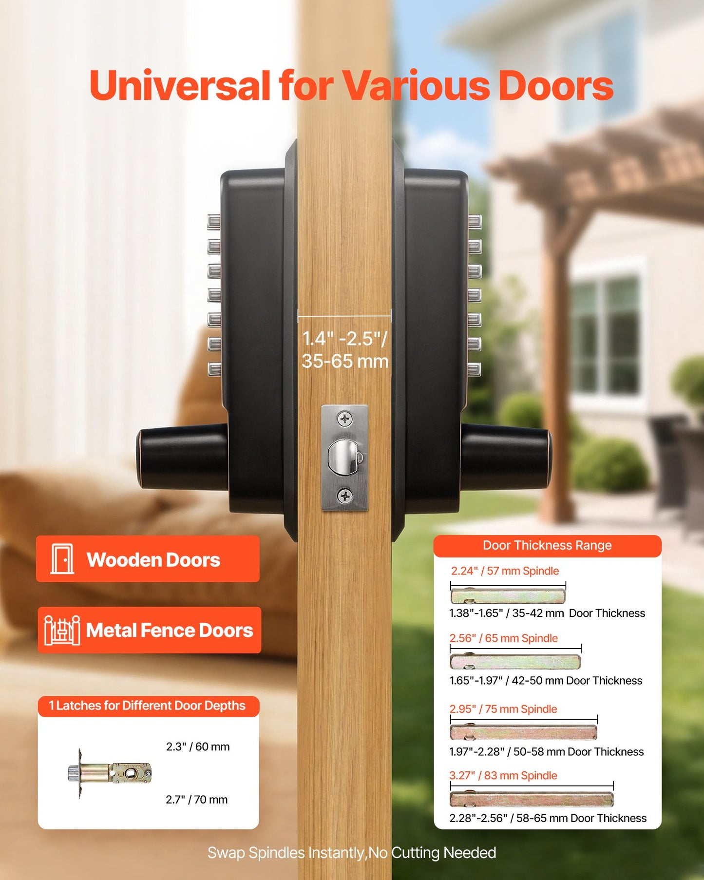 Mechanical Keyless Entry Door Lock - 4-7 Digit Code, Double-Sided Handle, Outdoor Use, Oil-Rubbed Bronze