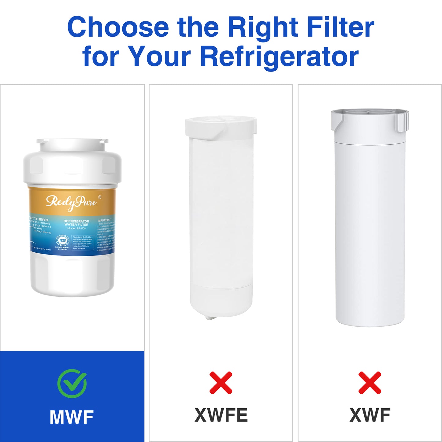 4-Pack Refrigerator Water Filter Replacement - GE MWF, Kenmore 9991