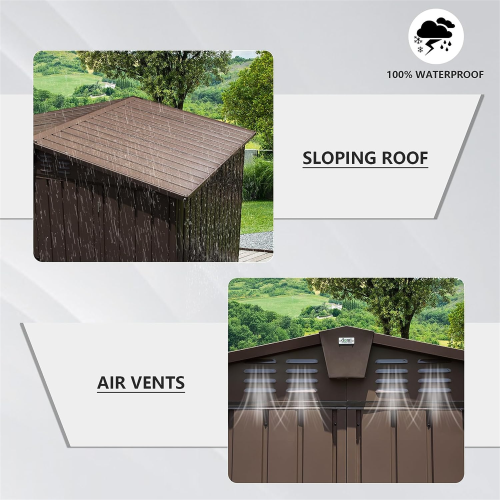 Outdoor Metal Storage Shed 8.2' x 6.2' with Double Lockable Doors & Air Vents
